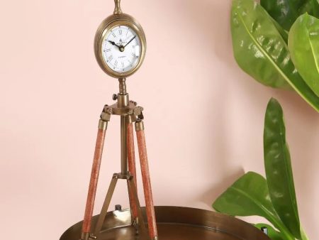 Antique Brass Tripod Clock | 16.5 Inches For Sale