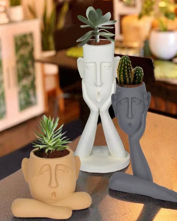 Surprised Faces Resin Planters | Set of 3 Online now