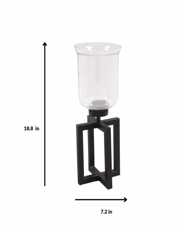 Black Hurricane Pillar Glass Candle Holder | Single Discount