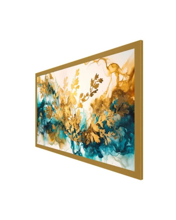 Gold & Blue Abstract Canvas Wall Painting Hot on Sale