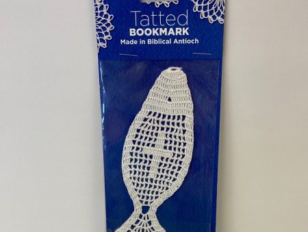 FISH CROSS TATTED LACE BOOKMARK-7893 For Sale