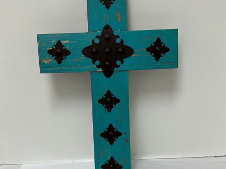 DOTTED TURQUOISE WOOD CROSS-7227 Discount