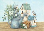 ART1201 - Watering Can and Chickadees - 18x12 Online now